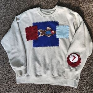 State of Mind Gray Crewneck Sweater with Red Accents